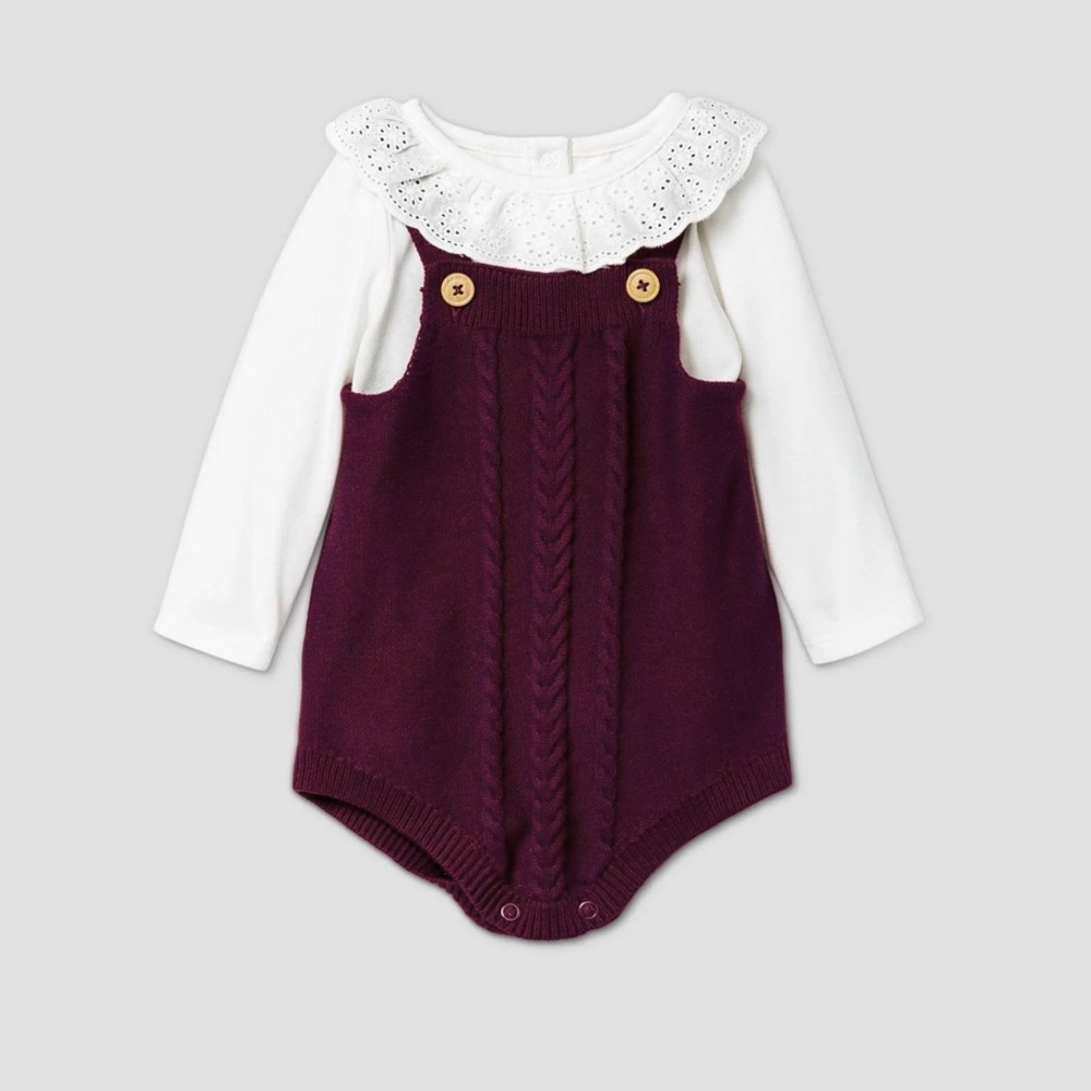 RUFFLE EYELET TOP AND KNIT ROMPER